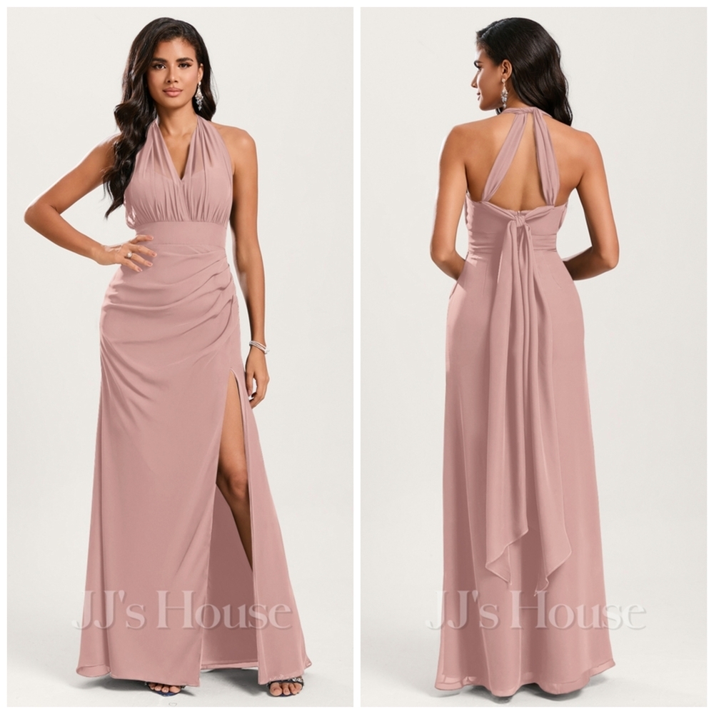 JJ's House Dusty Rose Convertible Mermaid Off Shoulder Chiffon Dress NWT Size 14 - Picture 4 of 14